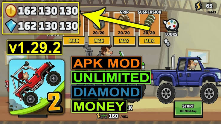 Hill Climb Racing 2 Mod Apk V1.43.1 (Unlimited Fuel, Money, Gems/Ads Free)