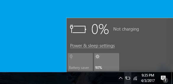 dell plugged in not charging windows 10