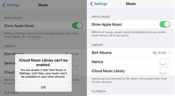 how to enable icloud music